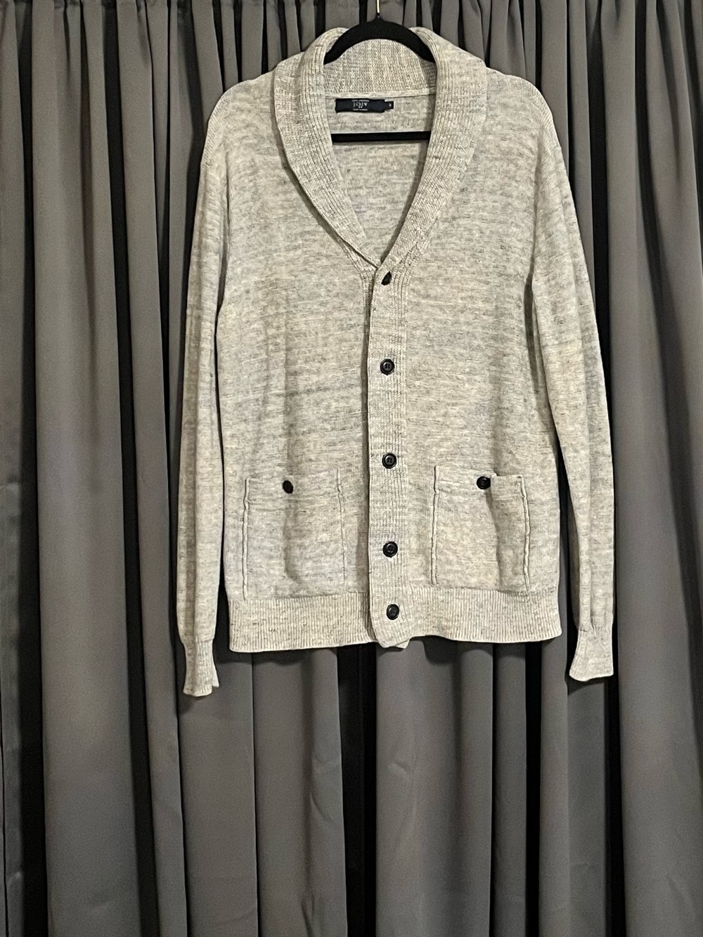 J. Crew Men’s Shawl Collar Cardigan in Light Gray